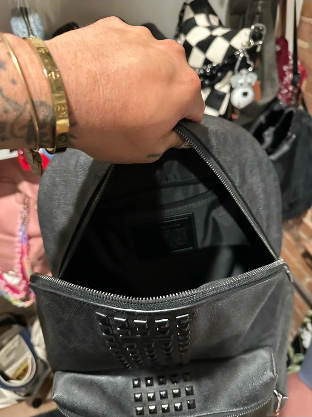 Michael Kors Black Studded Leather Backpack